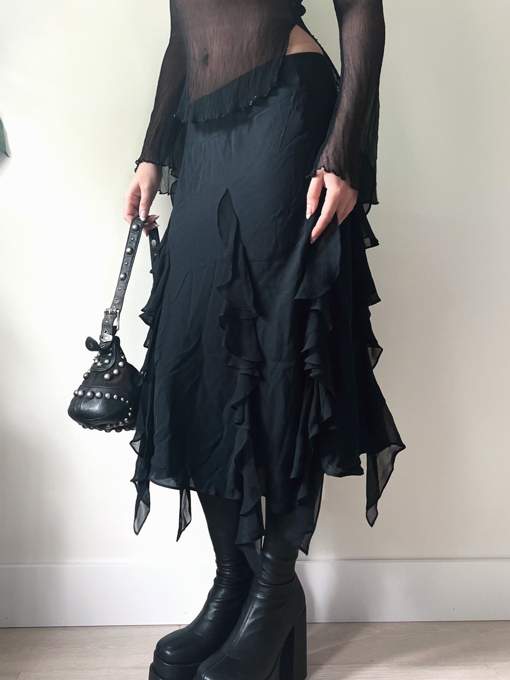 NWT Jones New York | 100% Silk Ruffle Tiered Maxi Skirt